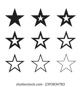 star icon symbol Vector pattern set of star symbols Arrange the dimensions of the different stars. Set of diverse star icon options. Vector