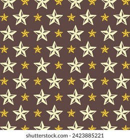 Star icon trendy multicolor repeating pattern vector illustration brown background