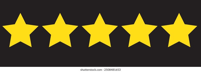Ícone de estrela. Vetor Black isolou cinco estrelas. Conceito de feedback do cliente. Revisão de classificação de 5 estrelas do vetor. Design de forma de qualidade 