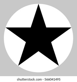 Star icon vector icon. Black icon in white circle at gray background. 