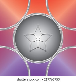 Star icon. Vector button. Colorful background. Original design            
