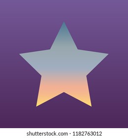 Star Icon. Vector. Evening gradient icon at violet background.