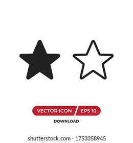 Star icon vector. Favorite sign, rating symbol