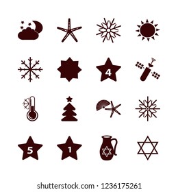 star icon. star vector icons set shell starfish, christmas tree, star of david and sun