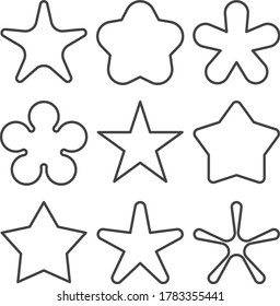 star icon vector illustration in 9 different types 2