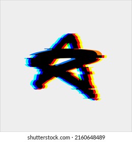Star icon. Vector illustration isolated on gray background. Star with neon effect