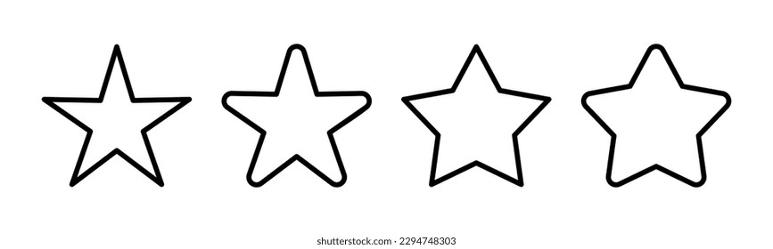 Ilustración vectorial de icono de estrella. signo de clasificación y símbolo. icono de estrella favorita