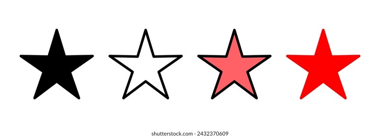 Ilustración vectorial de icono de estrella. símbolo y signo de clasificación. icono de estrella favorito
