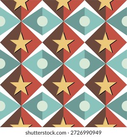 star icon vector illustration. Vector seamless geometric pattern with light retro stars and circle. eps10