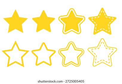 Conjunto de Ilustración vectorial Star Icon - Estrellas brillantes amarillas modernas