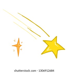 Star icon. Vector illustration of a shooting star. Hand drawn star.	