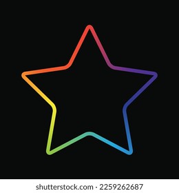 Star icon vector. Star line with color rainbow spectrum, isolated on black background. Star illustation rainbow gradiend color. 