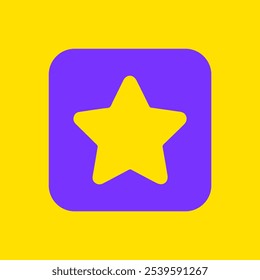 Vector del icono de la estrella, púrpura sobre fondo amarillo