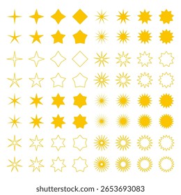 Star icon. Star vector set. Isolated stars shape set. Stars sign isolated. Gold star shape.