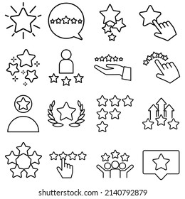Sternsymbol, Vektorset. Zeichensatzkollektion. Ranking Symbol. Bewertungslogo.