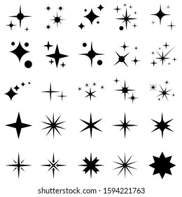 Star icon vector set. Twinkling stars illustration sign collection. Sparkles, shining burst. Christmas vector symbols isolated