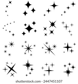 Star icon vector set. Twinkling star illustration sign collection. Sparkles symbol. Shining burst logo.