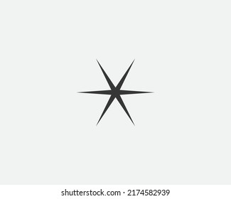 Star icon, vector shape. Abstract design spark sign. Black and white silhouette.