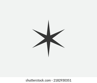 Star icon, vector shape. Abstract design spark sign. Black and white silhouette.