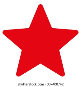 Star icon. Vector style is flat symbols, red color, rounded angles, white background.