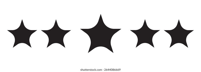 Star icon vector symbol. Set of 5 star icon collection. black star icons. Five stars customer product rating review icon for apps and websites. Rating stars icon. Customer rating feedback. 