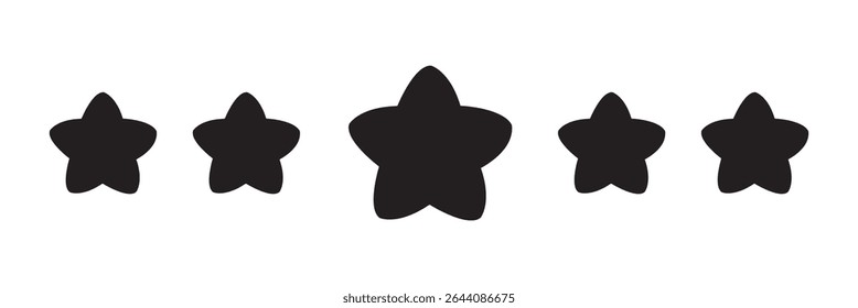 Star icon vector symbol. Set of 5 star icon collection. black star icons. Five stars customer product rating review icon for apps and websites. Rating stars icon. Customer rating feedback. 