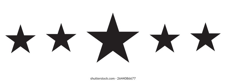 Star icon vector symbol. Set of 5 star icon collection. black star icons. Five stars customer product rating review icon for apps and websites. Rating stars icon. Customer rating feedback. 