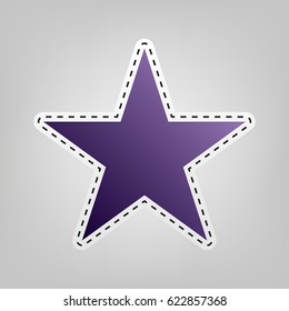 Star icon vector icon. Vector. Violet icon with outline for cutting out at gray background.