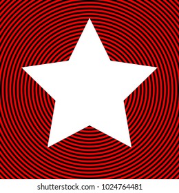 Star Icon. Vector. White icon on red and black radial pattern as background. Isolated.