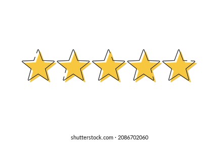 Sternsymbol. Vektorgelb isolierte fünf Sterne. Kundenfeedback-Konzept. Bewertung von Vektor 5 Sternen. Qualitätsdesign. Vektorgrafik