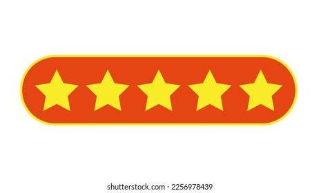 Icono de estrella. El amarillo vector aisló cinco estrellas. Concepto de comentarios de clientes. Revisión de la clasificación de 5 estrellas del vector. Diseño de formas de calidad.