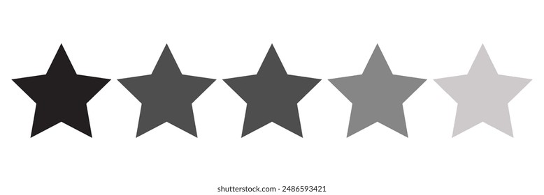 Star icon. Vector yellow isolated five stars. Customer feedback concept. Vector 5 stars rating review. Quality shape design