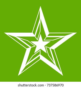 Star icon white isolated on green background. Vector illustration