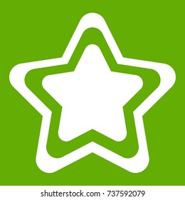 Star icon white isolated on green background. Vector illustration
