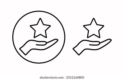 A star icon in your hand, a core value icon, a business goal, a mission, a symbol of growth and success, an illustration, awards for the best quality, design of web pages and applications.