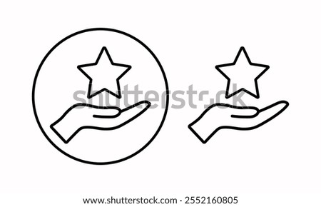A star icon in your hand, a core value icon, a business goal, a mission, a symbol of growth and success, an illustration, awards for the best quality, design of web pages and applications.