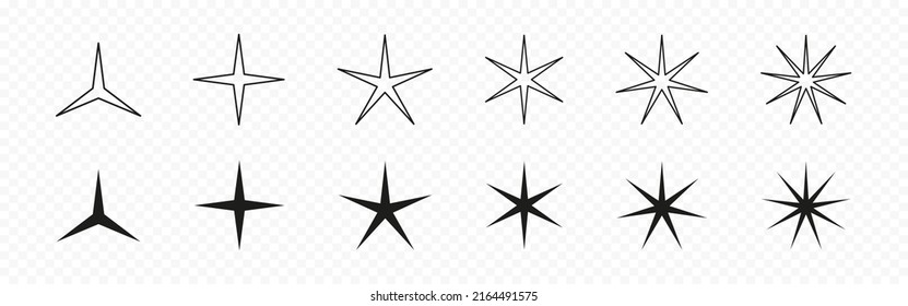 Star icons collection. Star shapes. Star icons isolated on transparent background.  Isolated vector graphic EPS 10