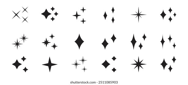 Star icons collections glyph style.Illustration featuring a diverse collection of stars.Vector illustration