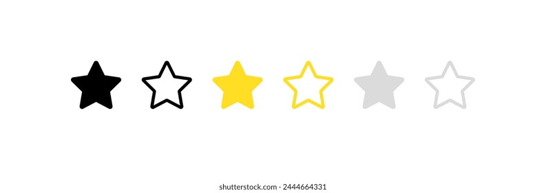 Star icons. Different styles, set of stars for rating design. Vector icons