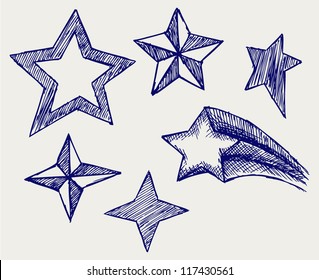 Star icons. Doodle style