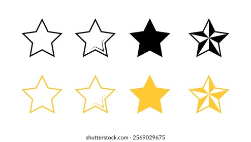 Star icons. Flat, linear and silhouette style. Vector icons.