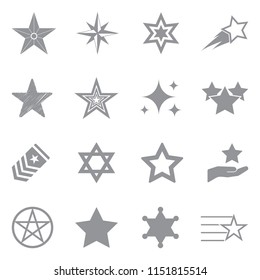 Star Icons. Gray Flat Design. Vector Illustration. 