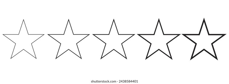 Star icons isolated on a white background. Outline and silhouette variations. Vector illustration