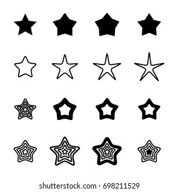 Star Icons Isolated on White Background. Favorite Vector Symbol or Button Element Silhouette
