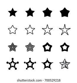 Star Icons Isolated on White Background. Favorite Vector Symbol or Button Element Silhouette