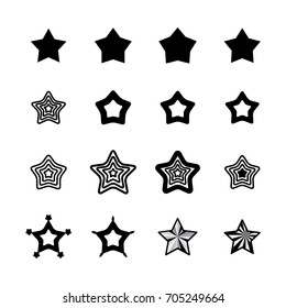 Star Icons Isolated on White Background. Favorite Vector Symbol or Button Element Silhouette