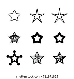 Star Icons Isolated on White Background. Favorite Vector Symbol or Button Element Silhouette