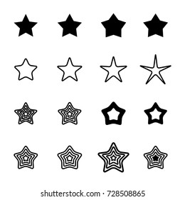 Star Icons Isolated on White Background. Favorite Vector Symbol or Button Element Silhouette