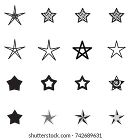 Star Icons Isolated on White Background. Favorite Vector Symbol or Button Element Silhouette