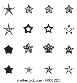 Star Icons Isolated on White Background. Favorite Vector Symbol or Button Element Silhouette
